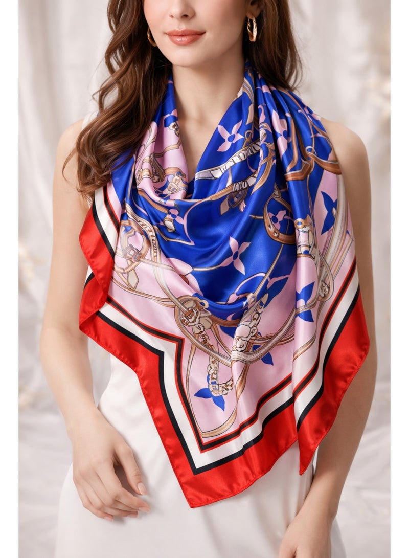 TaimAs Women’s Printed Satin Scarf 90x90 cm – Elegant Square Shawl for Hijab, Neck & Fashion Styling - Image 3